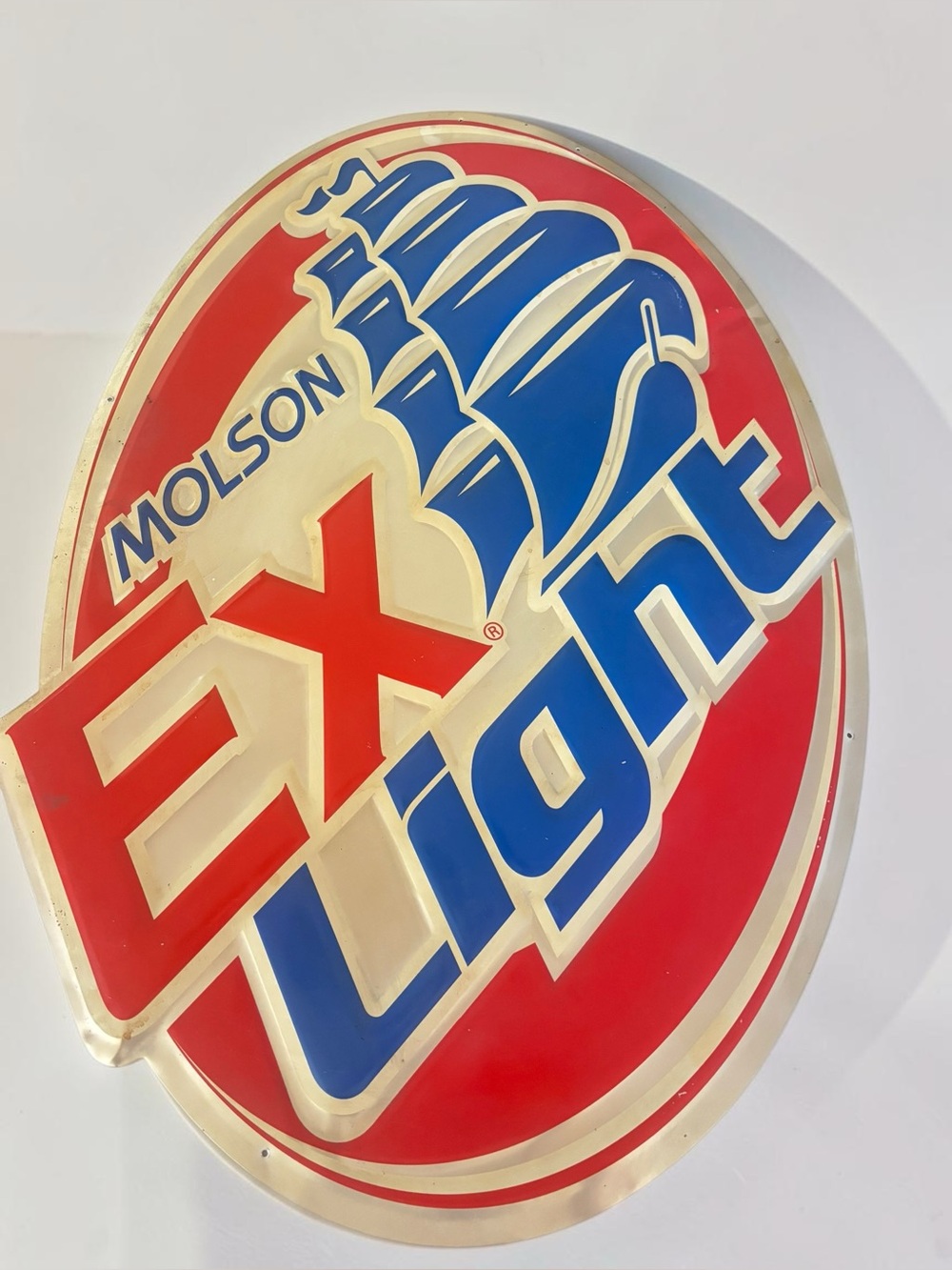 Vintage Molson Export Light Beer Sign 33" Embossed Metal 1980s Breweriana